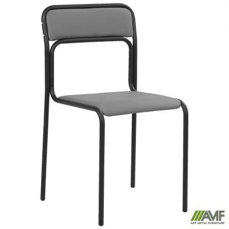 Стілець кухонний AMF Аскона чорний Шкiрзам сірий (218506)